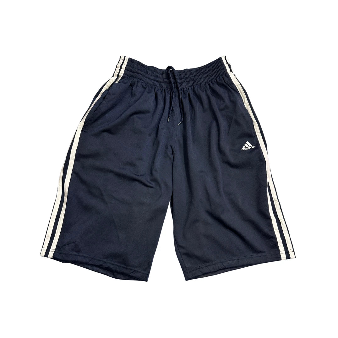 Adidas® Navy Three Stripe Athletic Shorts(S)