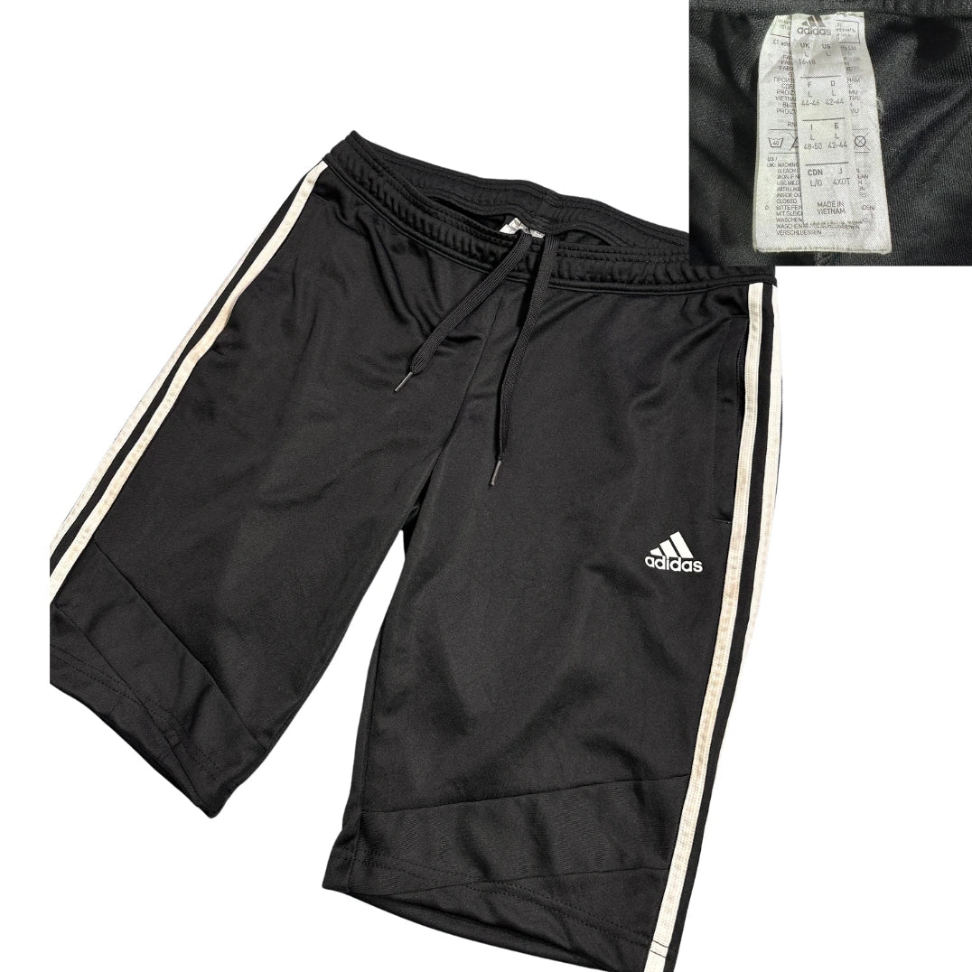 Adidas® Black Three Stripe Athletic Shorts(L)