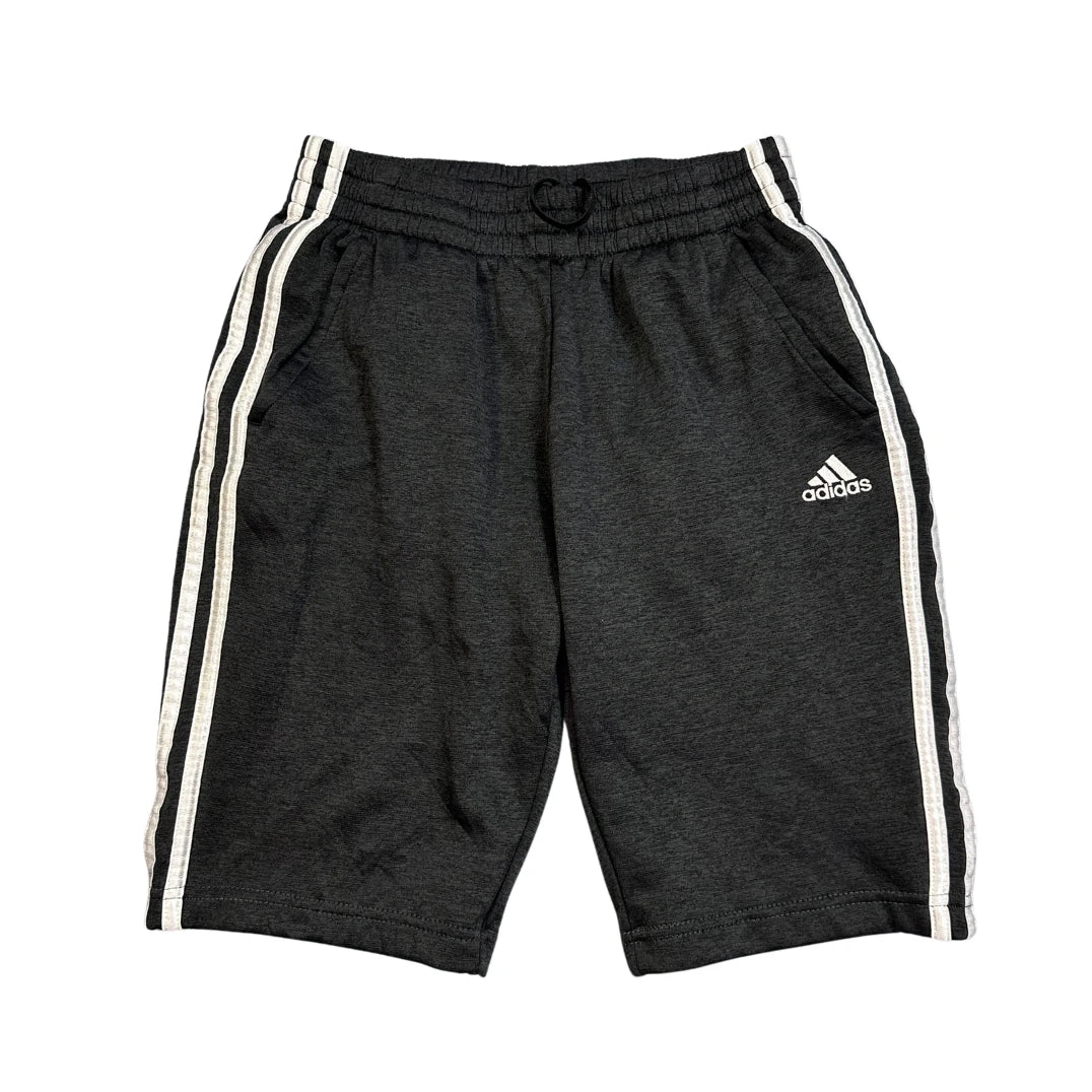 Adidas® Charcoal Three Stripe Athletic Shorts(S)