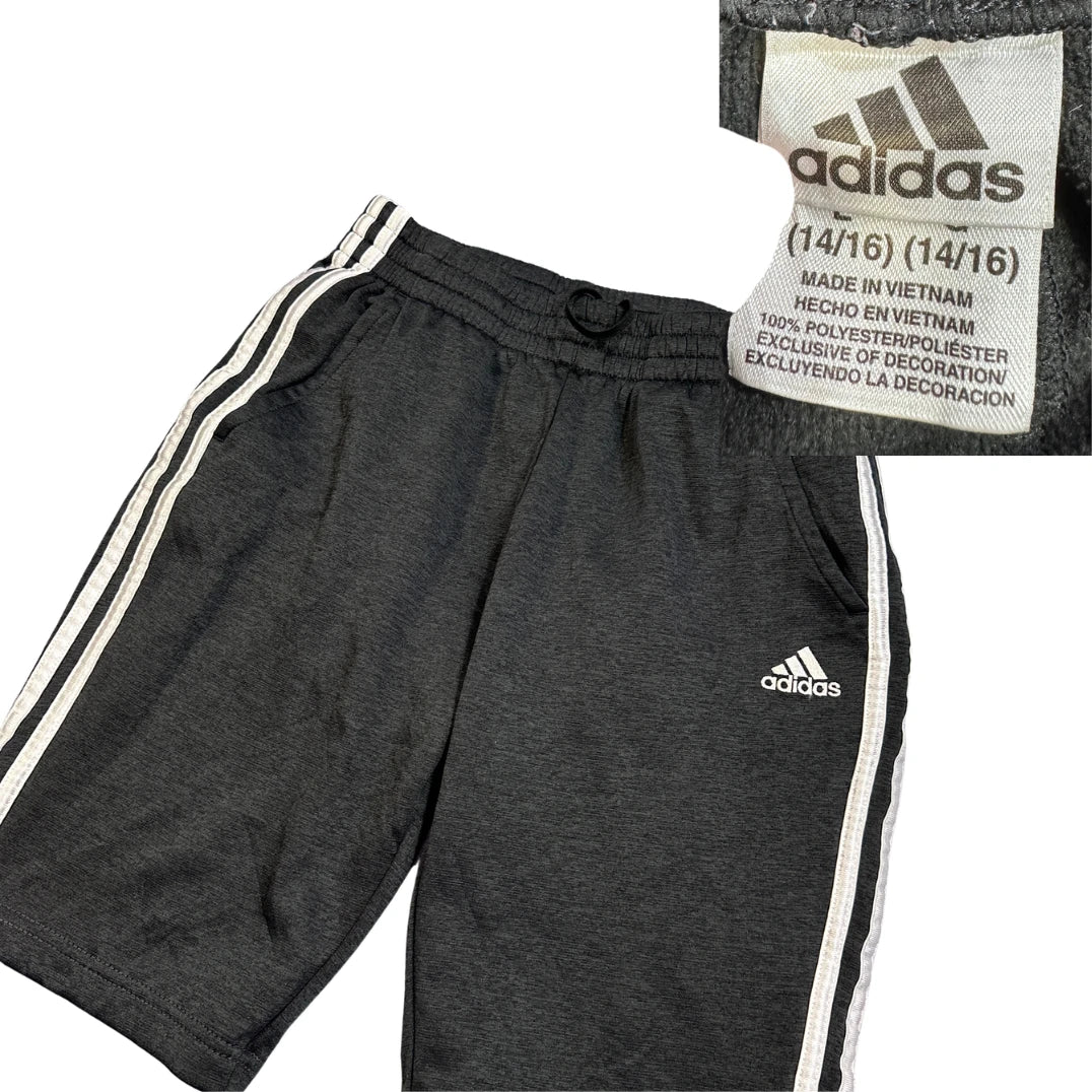 Adidas® Charcoal Three Stripe Athletic Shorts(S)