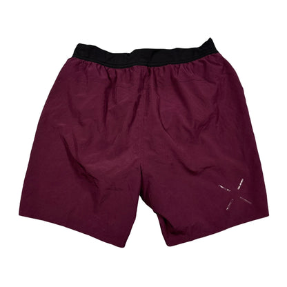 burgundy with a black waistband Athletic Shorts(M)