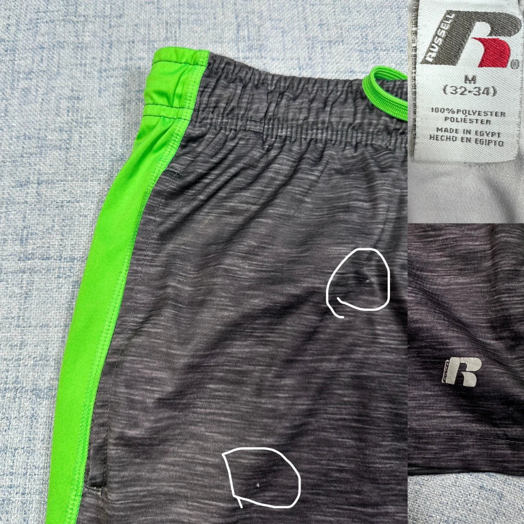 Russell® Gray Shorts Neon Stripe-M
