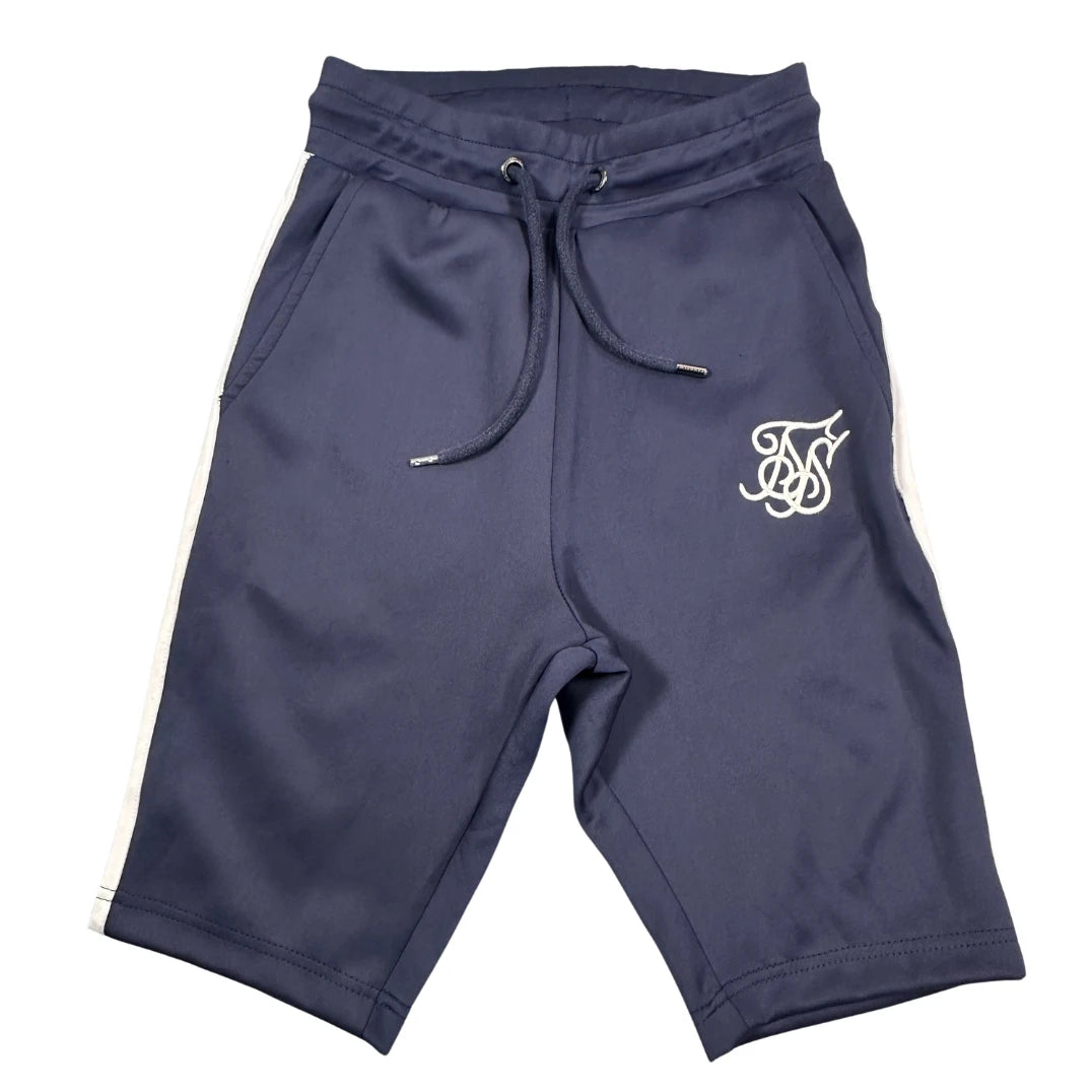 SikSilk® Navy Shorts Side Stripe-XS