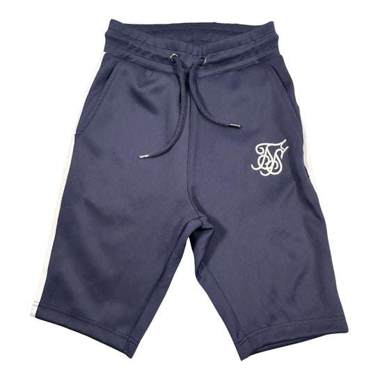 SikSilk® Navy Shorts Side Stripe-XS
