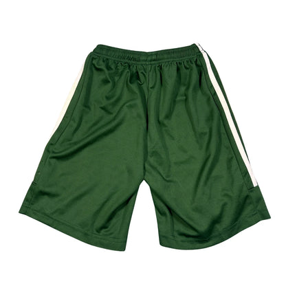 Unbranded Green Football Shorts White Side Stripes-XS