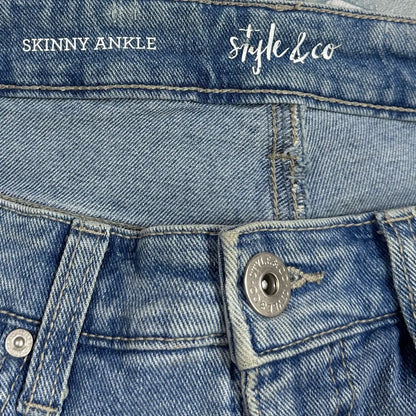 Trendy Style & Co skinny ankle jeans with distressed front detail