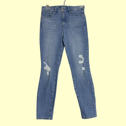 Trendy Style & Co skinny ankle jeans with distressed front detail