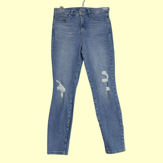 Trendy Style & Co skinny ankle jeans with distressed front detail