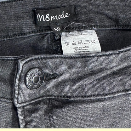 MS Mode black washed jeans with a modern distressed design