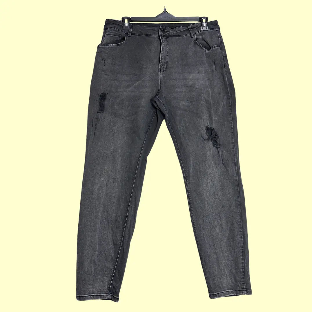 MS Mode black washed jeans with a modern distressed design