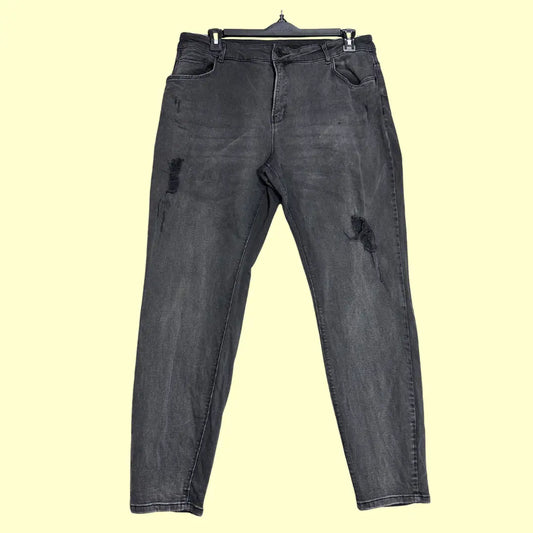 MS Mode black washed jeans with a modern distressed design