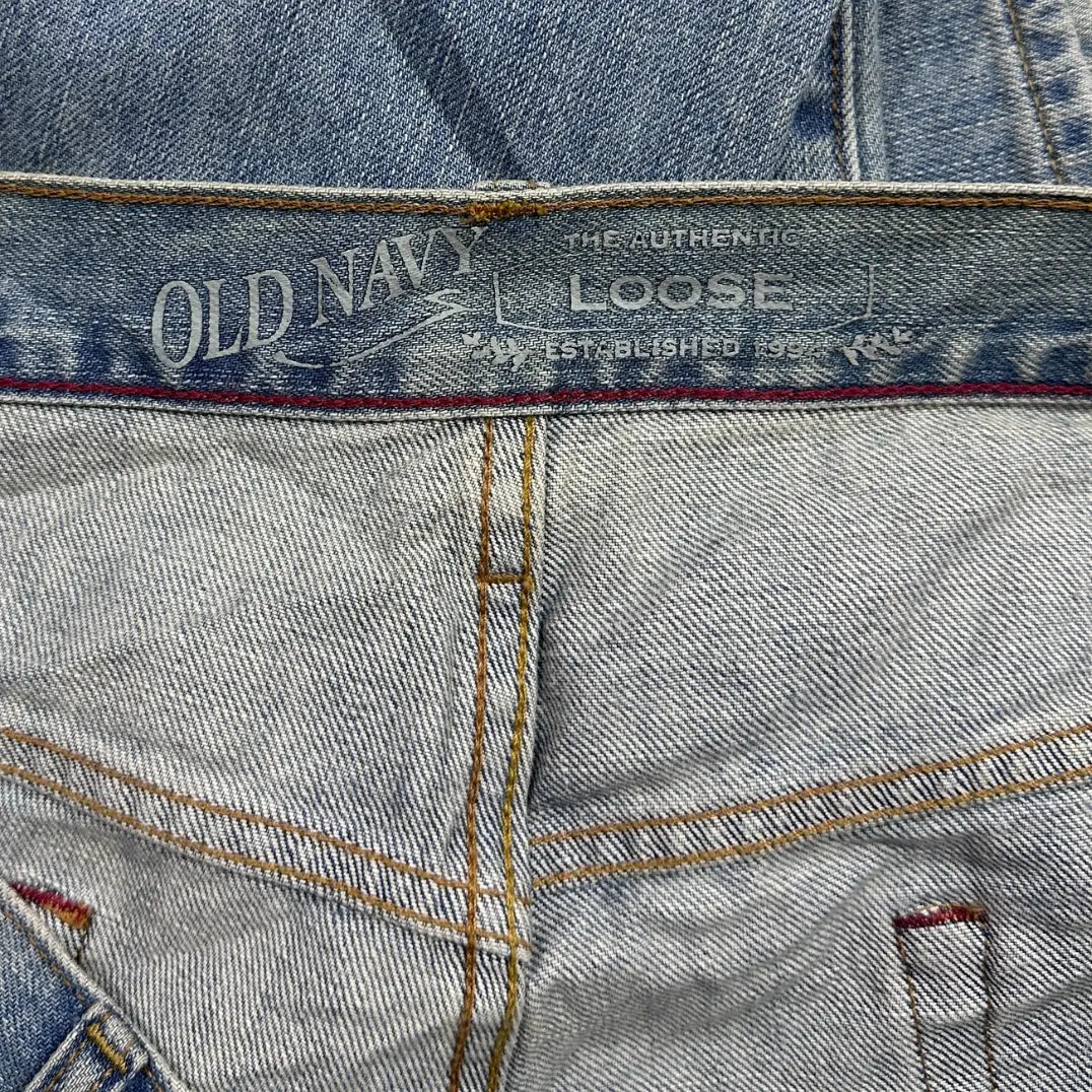 Old Navy “The Authentic” loose fit jeans in a light blue wash.