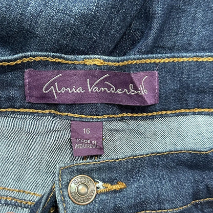 Classic Gloria Vanderbilt dark blue jeans, straight-leg fit.