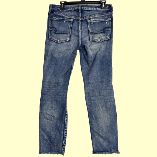 American Eagle Outfitters Super Stretch Ripped Jeans in classic blue wash