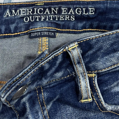 American Eagle Outfitters Super Stretch Ripped Jeans in classic blue wash