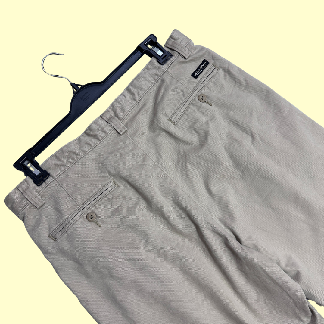 Eddie Bauer Wrinkle-Resistant Relaxed Fit Chinos in khaki beige