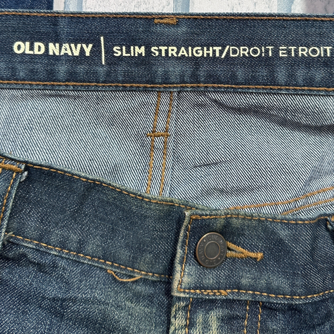 Old Navy Slim Straight Men’s Jeans in a dark blue wash