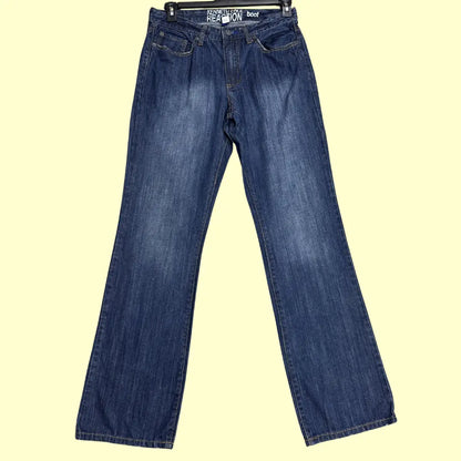 Kenneth Cole Reaction Bootcut Jeans in a classic medium blue wash.