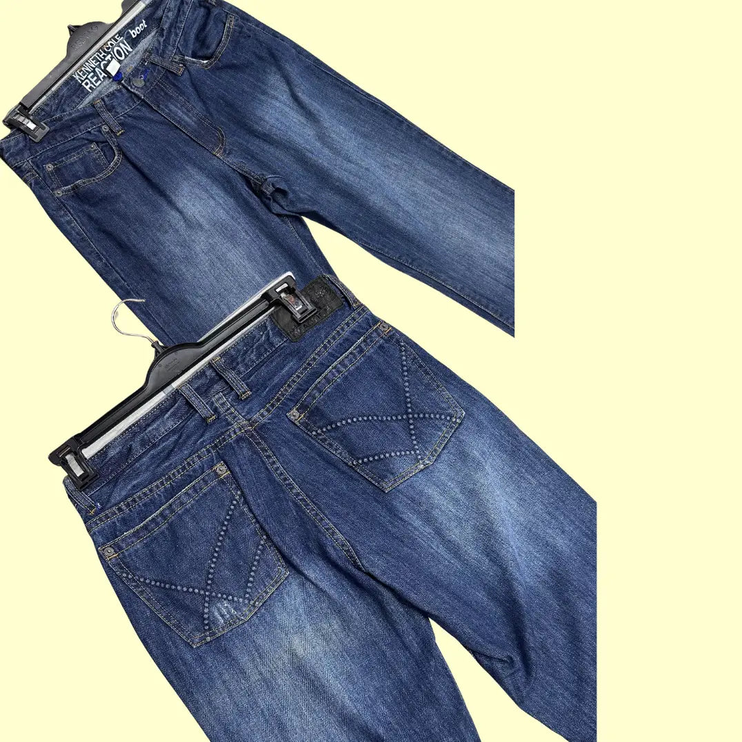 Kenneth Cole Reaction Bootcut Jeans in a classic medium blue wash.