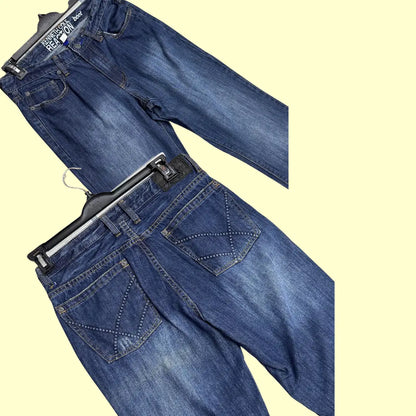 Kenneth Cole Reaction Bootcut Jeans in a classic medium blue wash.