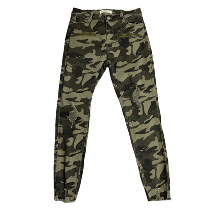 Camouflage Print Slim Fit Distressed Jeans