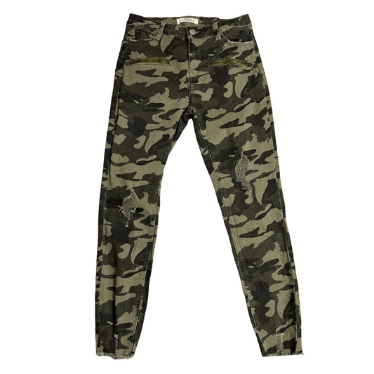 Camouflage Print Slim Fit Distressed Jeans