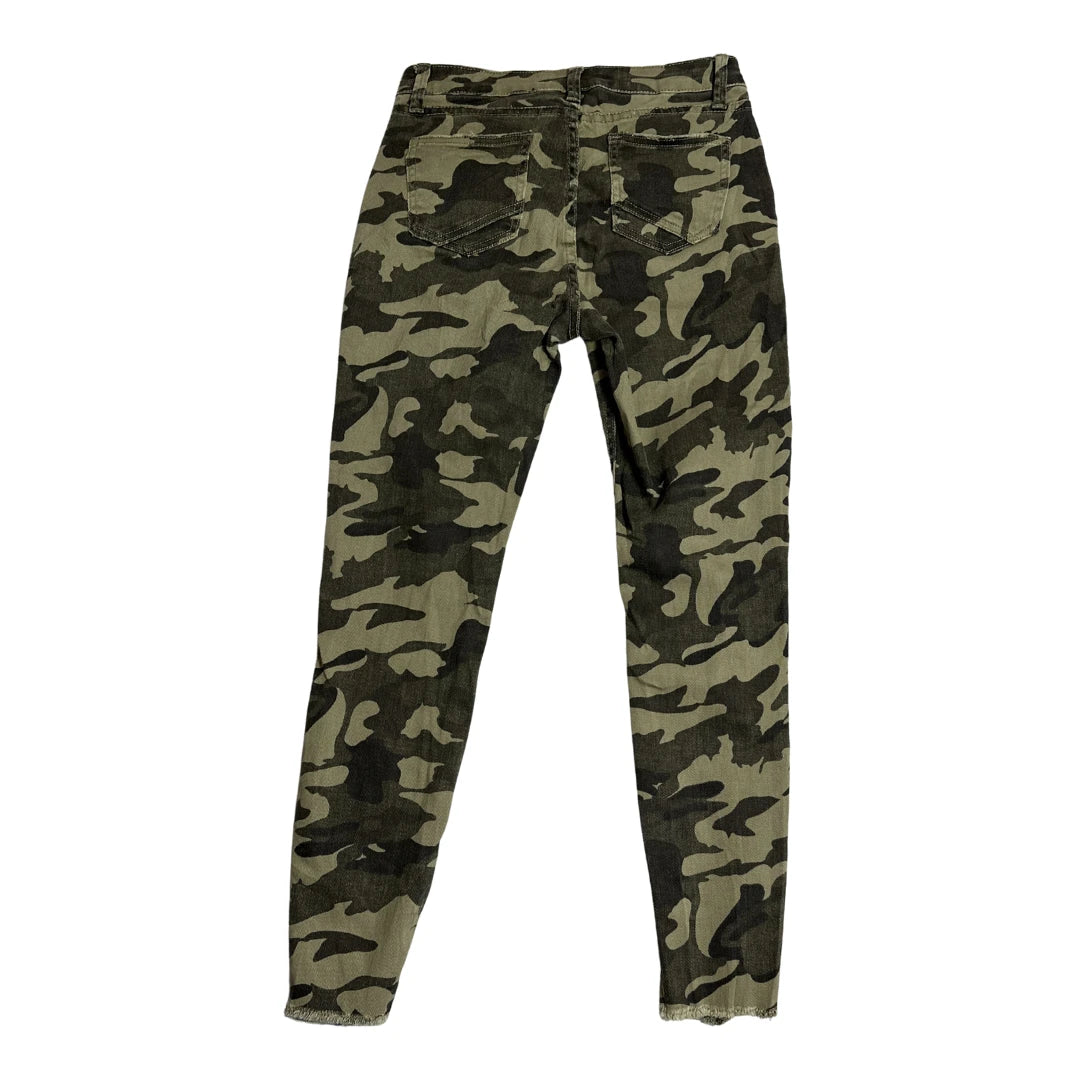 Camouflage Print Slim Fit Distressed Jeans