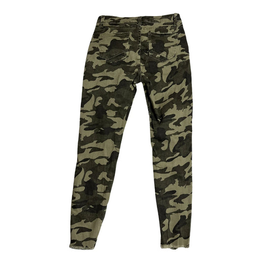 Camouflage Print Slim Fit Distressed Jeans