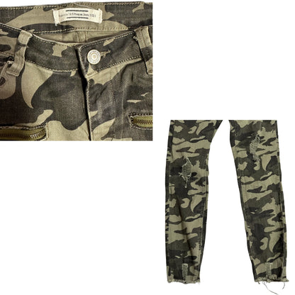 Camouflage Print Slim Fit Distressed Jeans