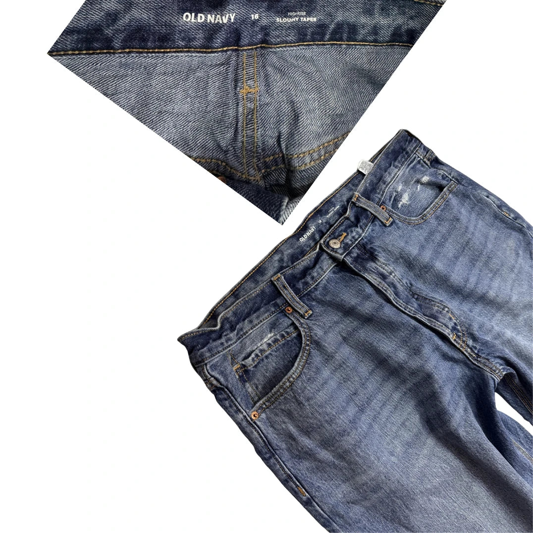 Old Navy High Rise Slouchy Taper Blue Jeans