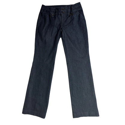 Dark Wash Denim Trousers with Button Detail
