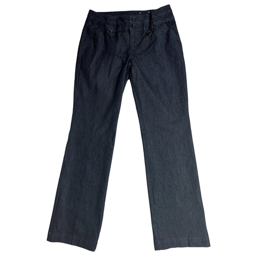 Dark Wash Denim Trousers with Button Detail