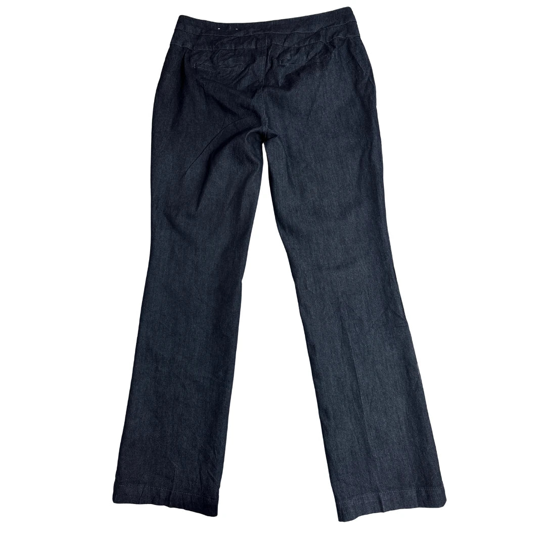 Dark Wash Denim Trousers with Button Detail