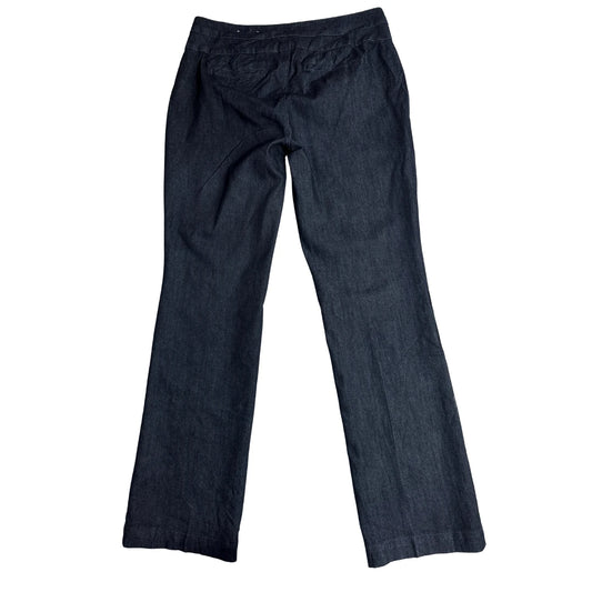 Dark Wash Denim Trousers with Button Detail