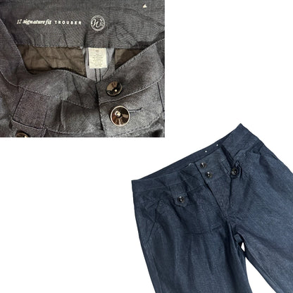 Dark Wash Denim Trousers with Button Detail