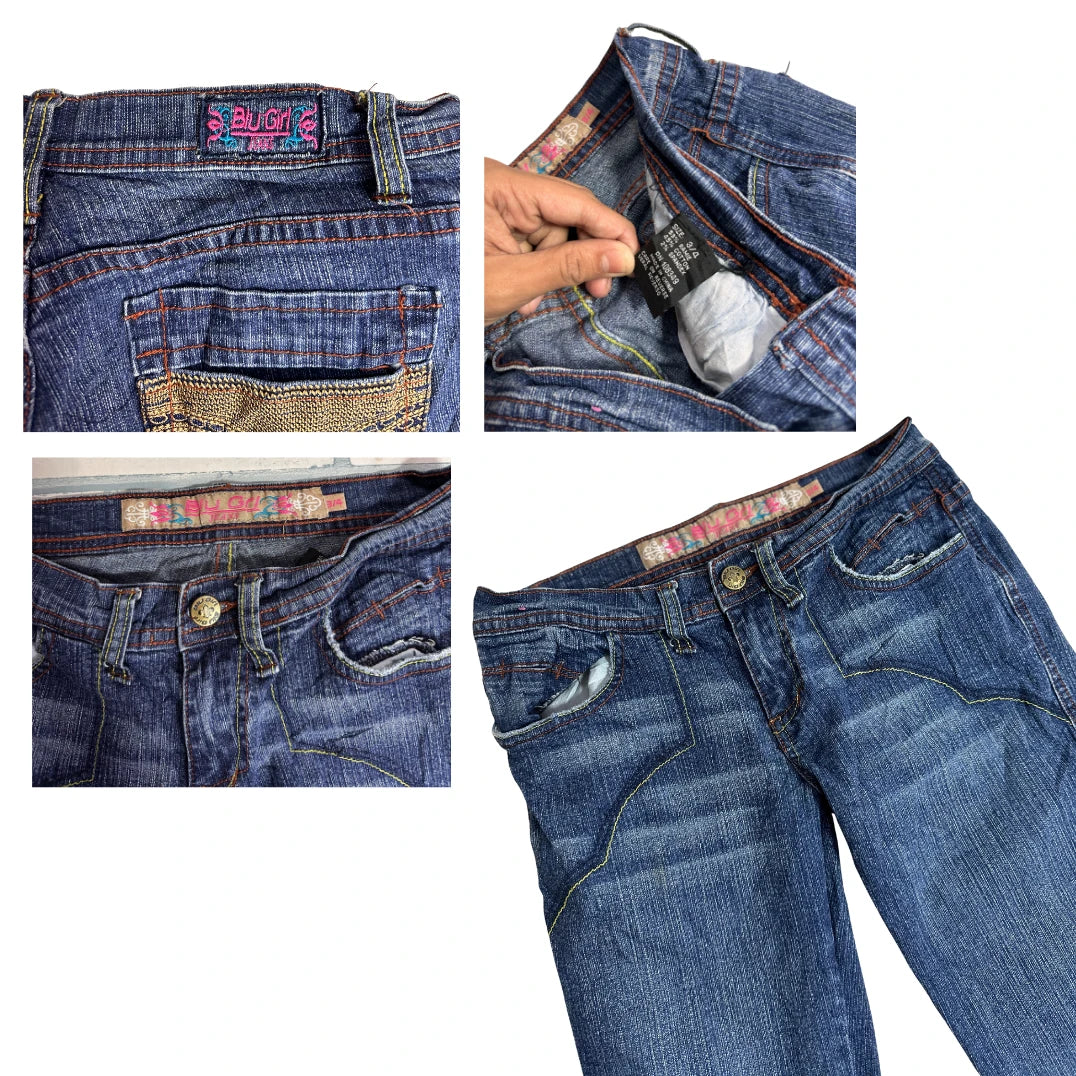 BLU GIRL Embroidered Pocket Bootcut Denim Jeans 💙