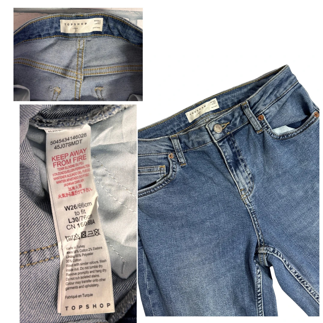 Topshop Blue Mid Rise Skinny Denim Jeans for Women