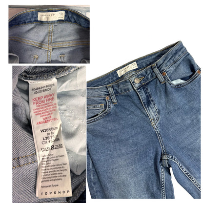 Topshop Blue Mid Rise Skinny Denim Jeans for Women