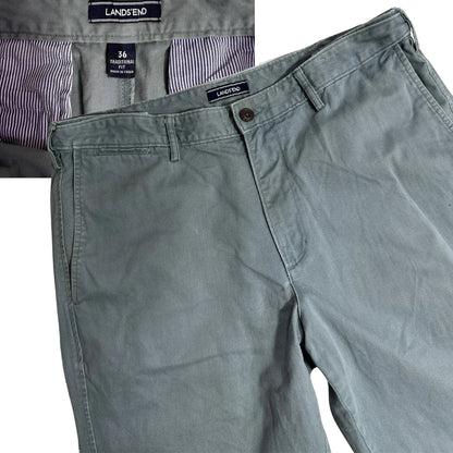 Lands’ End Grey Traditional Fit Cotton Chino Pants