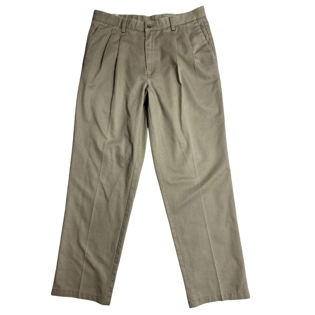 Dockers Beige Individual Fit Pleated Formal Pants for Men