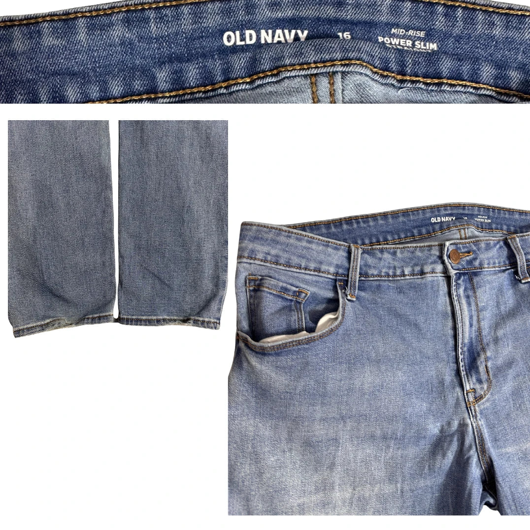 Old Navy Mid Rise Power Slim Blue Jeans