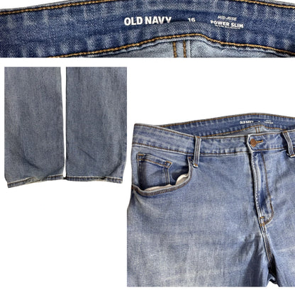 Old Navy Mid Rise Power Slim Blue Jeans