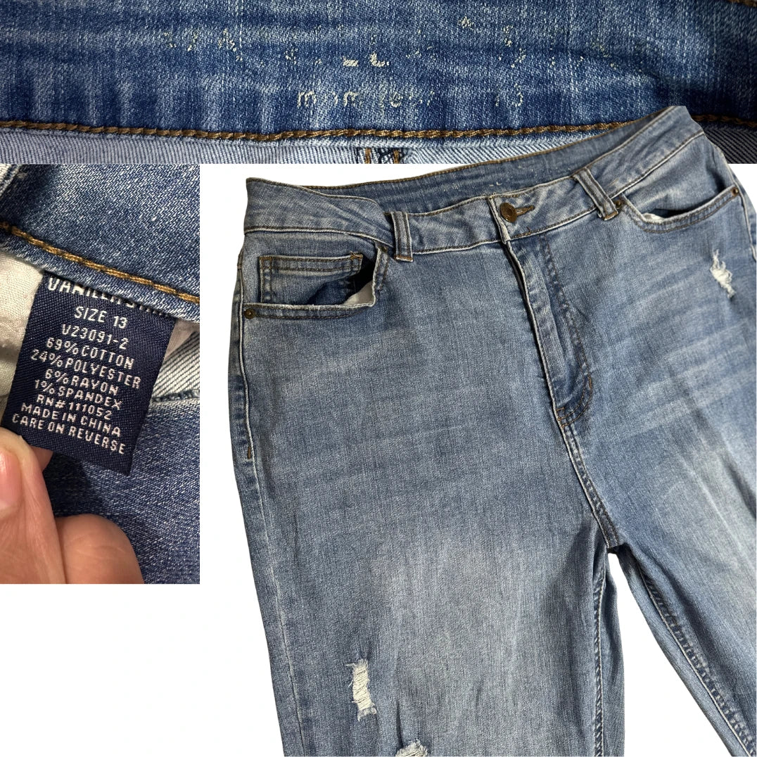 vanilla star Distressed Skinny Blue Jeans
