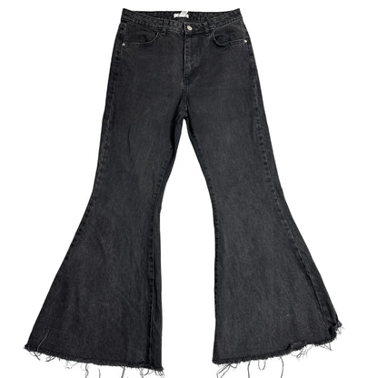 Forever 21 Black Flared Raw Hem Jeans Women