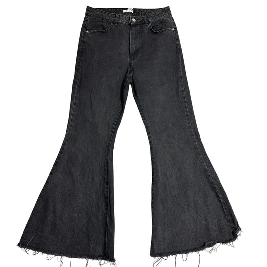 Forever 21 Black Flared Raw Hem Jeans Women