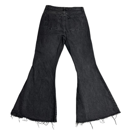 Forever 21 Black Flared Raw Hem Jeans Women