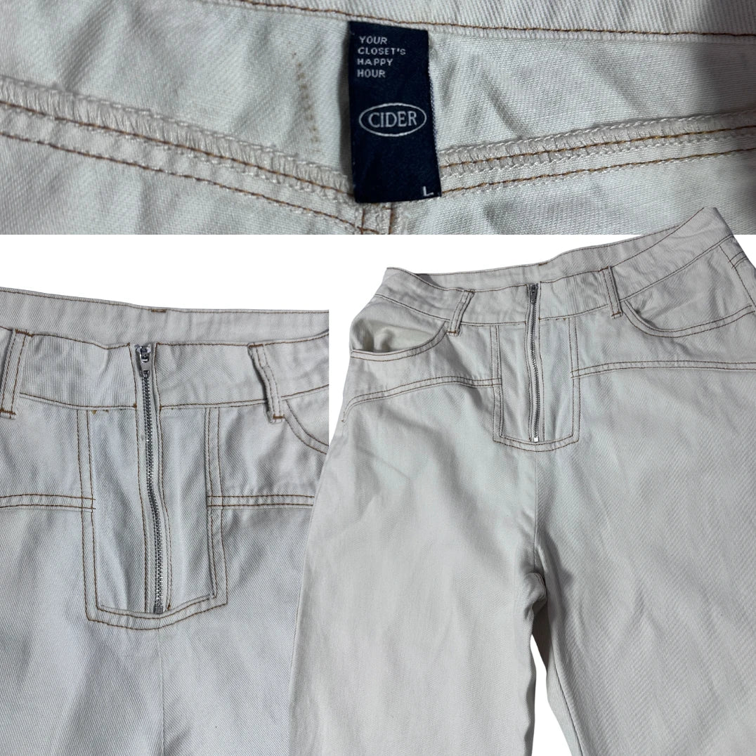 CIDER Women’s Off-White Bootcut Denim Jeans 🤍👖