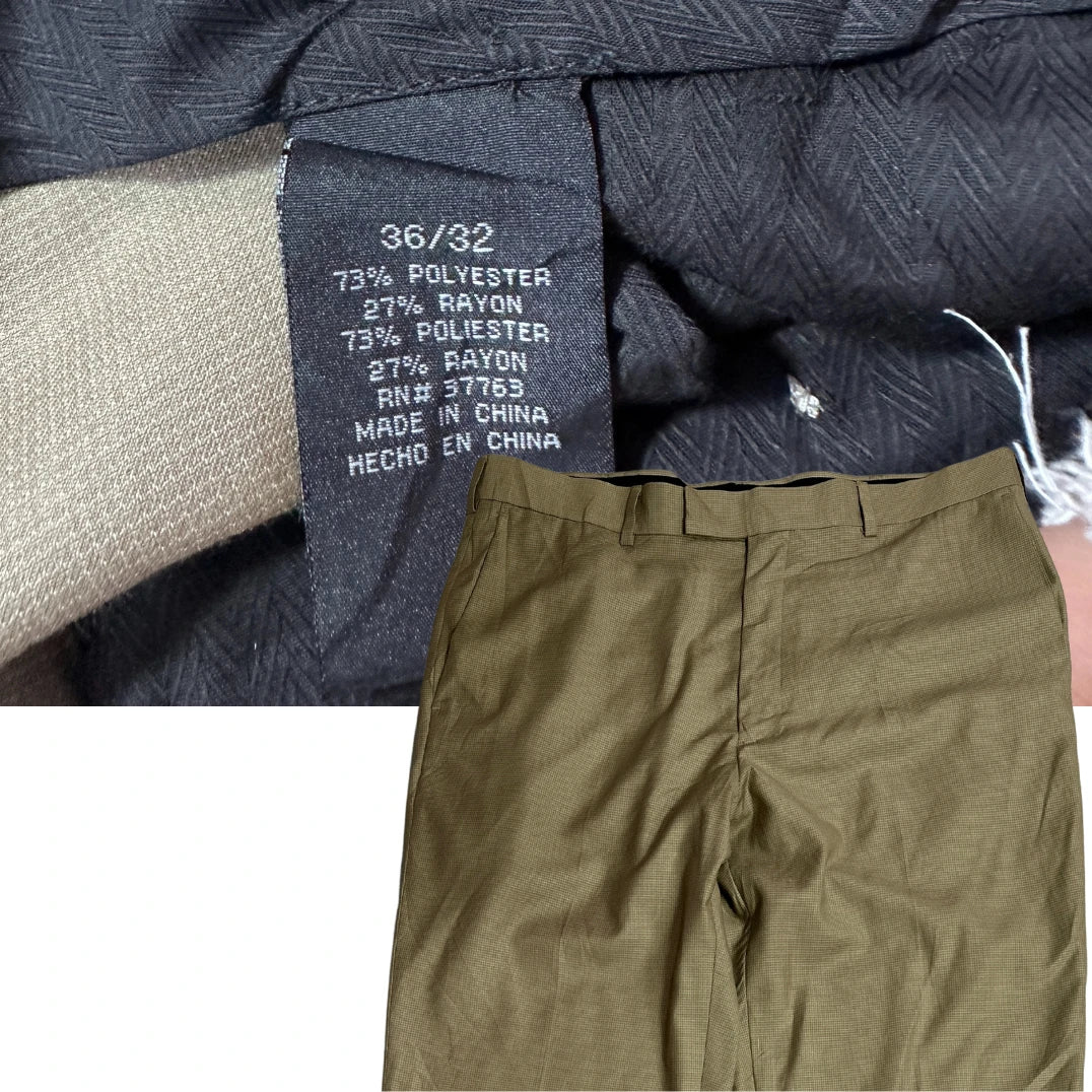 Perry Ellis Classic Olive Textured Straight Fit Dress Pants 👖✨