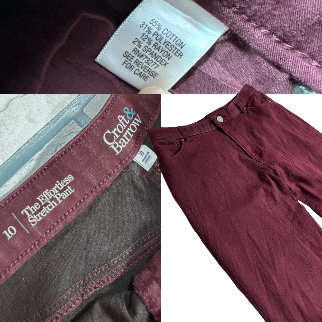 Croft & Barrow Effortless Stretch Straight Pants – Burgundy 🍷👖