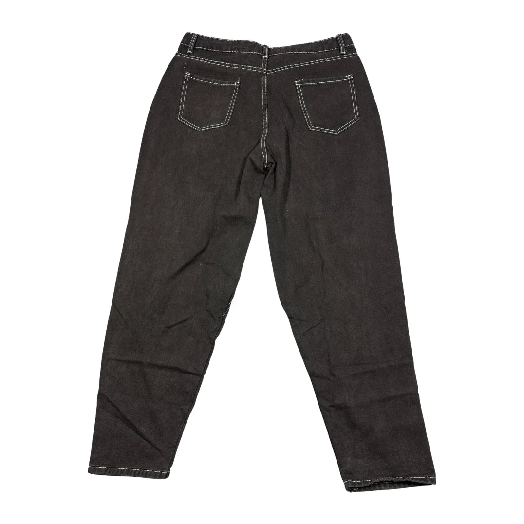 Black Graphic Straight Leg Jeans